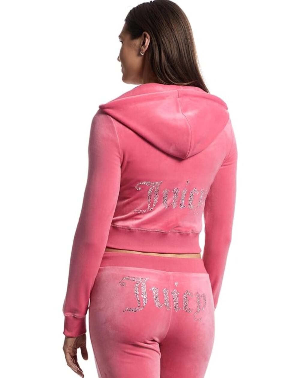 Juicy Couture Solid Classic Juicy Hoodie Large Back Bling Pink Lemonade NWT